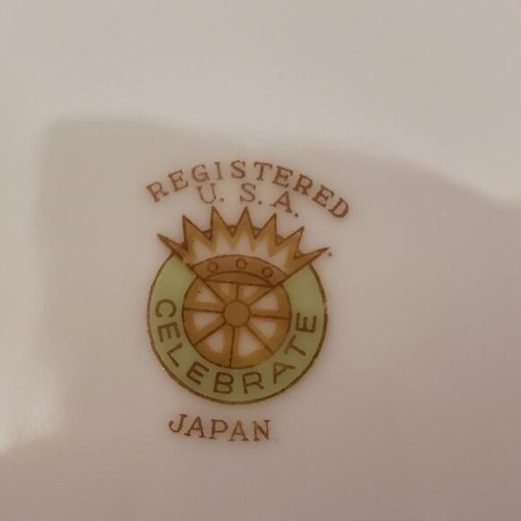 Celebrate Japan Moss Rose China 2 dessert plates gold edging - Picture 5 of 6